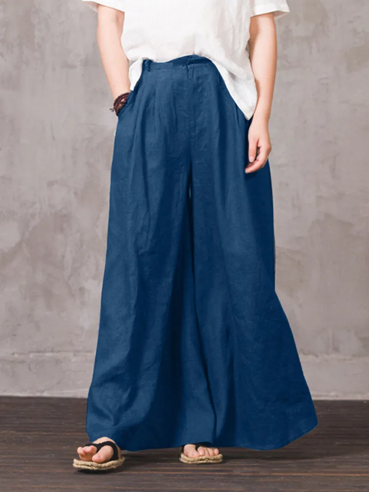 100% Cotton Woman Loose Fit Floor Length Pants