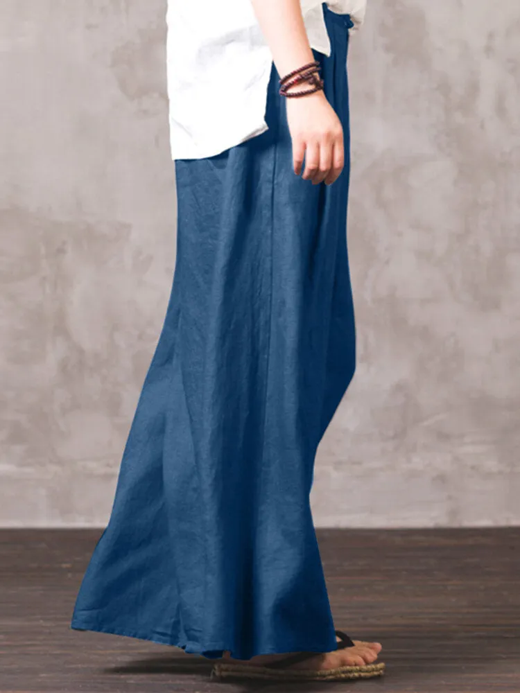 100% Cotton Woman Loose Fit Floor Length Pants