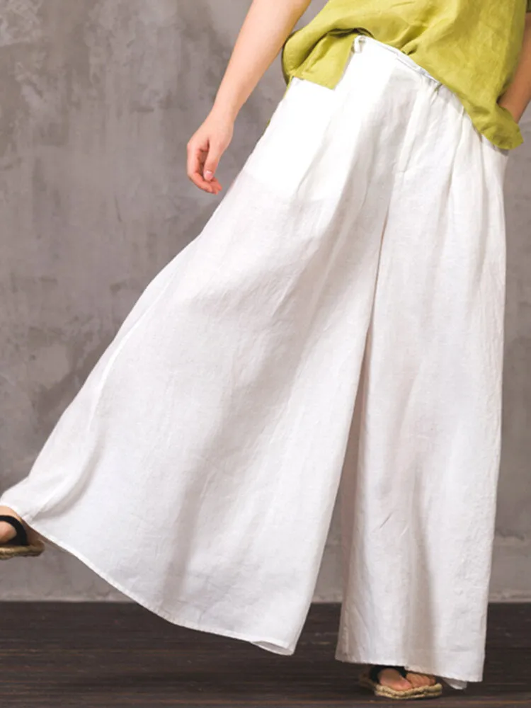 100% Cotton Woman Loose Fit Floor Length Pants