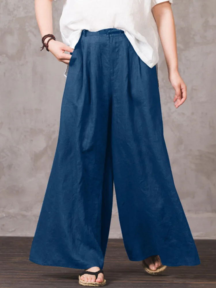 100% Cotton Woman Loose Fit Floor Length Pants