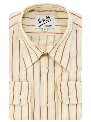 1940s Spearpoint Collar Shirt - Flax Stripe