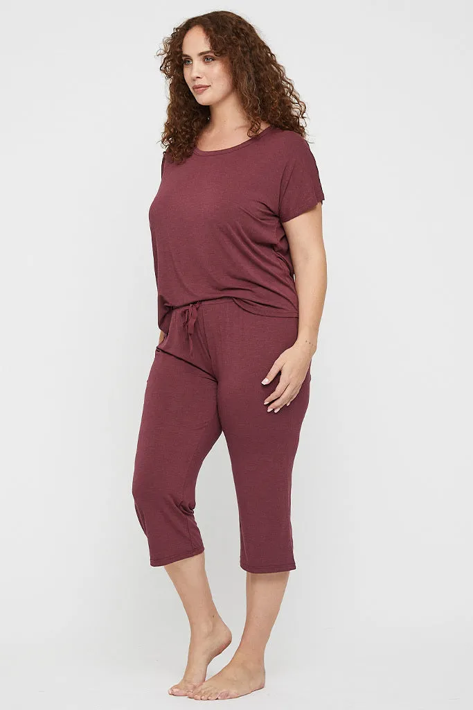 3/4 PJ Pant - Burgundy