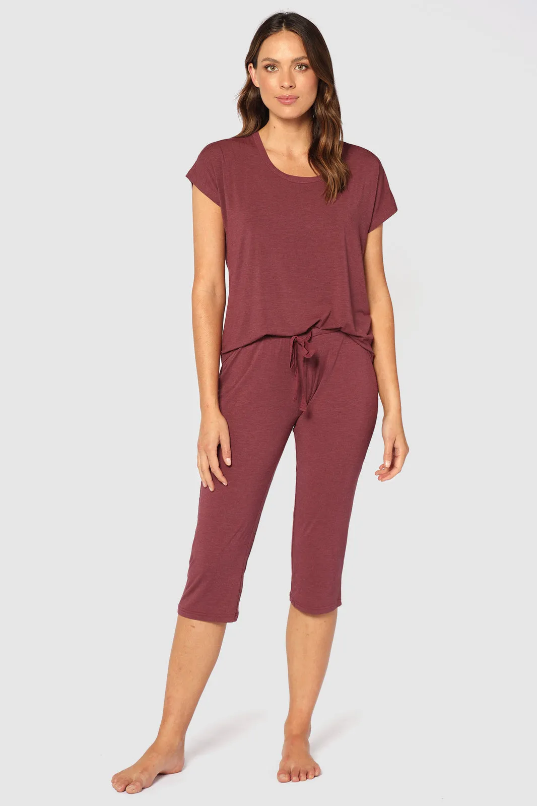 3/4 PJ Pant - Burgundy