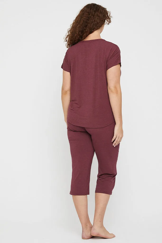 3/4 PJ Pant - Burgundy