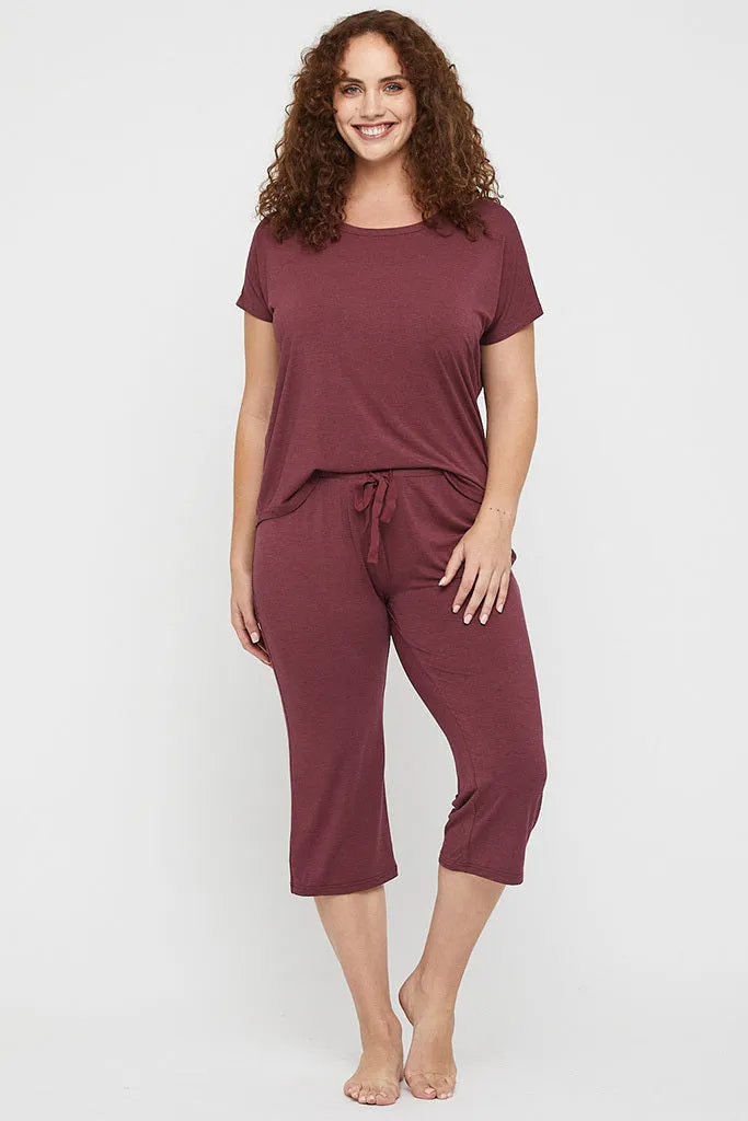 3/4 PJ Pant - Burgundy