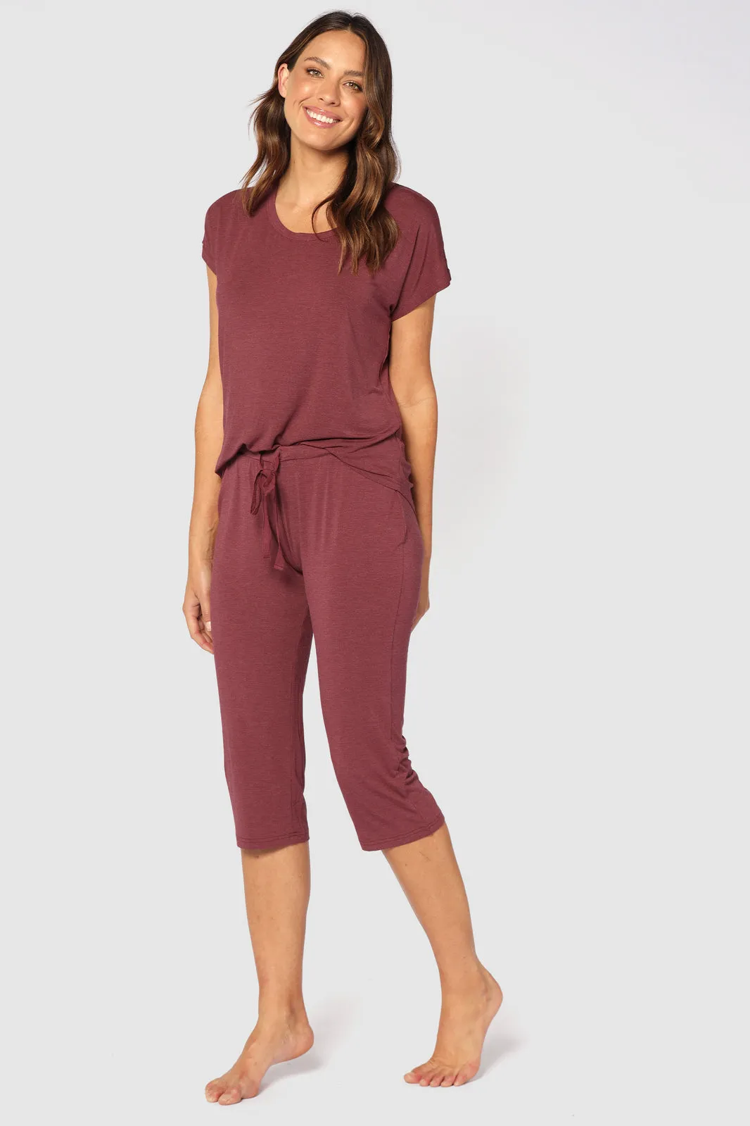 3/4 PJ Pant - Burgundy