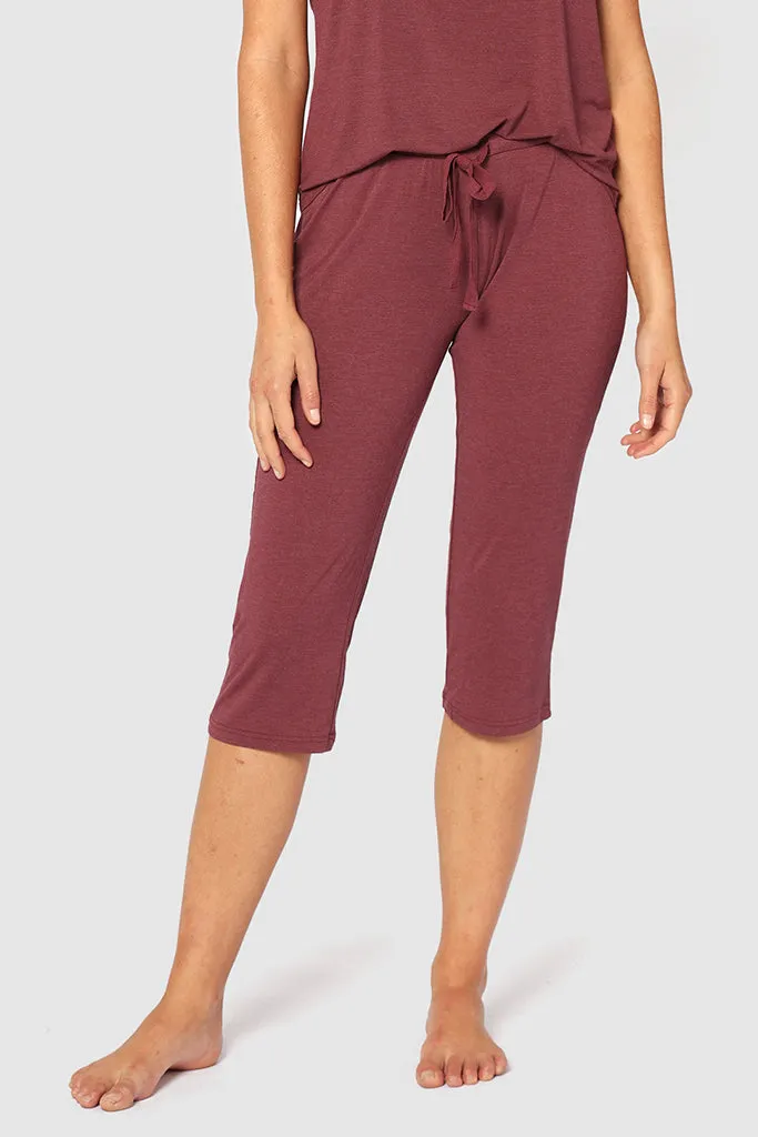 3/4 PJ Pant - Burgundy