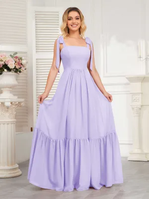 Aitana Flowing Square Neckline Long Chiffon Bridesmaid Dresses