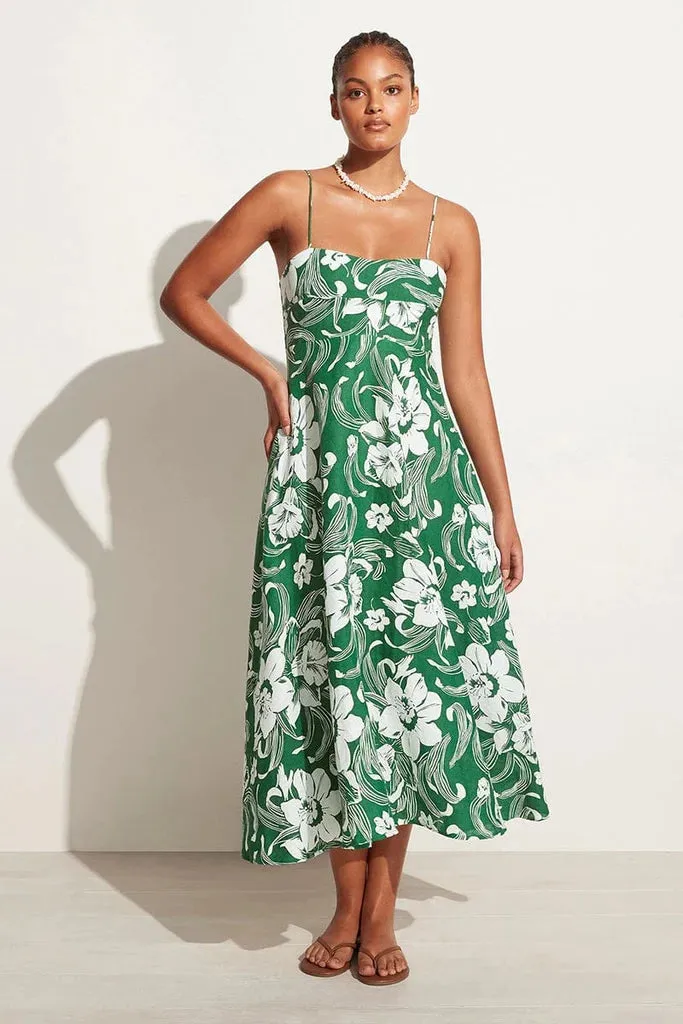 Alexandre Midi Dress - Camara Floral Print Green