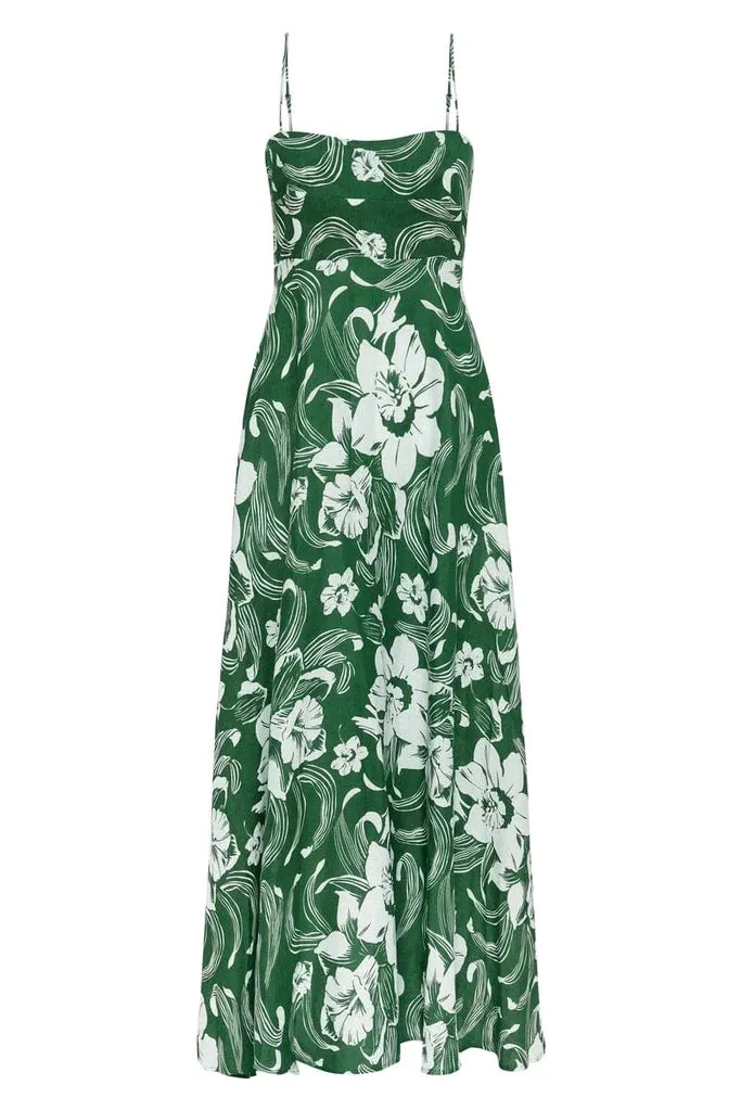 Alexandre Midi Dress - Camara Floral Print Green