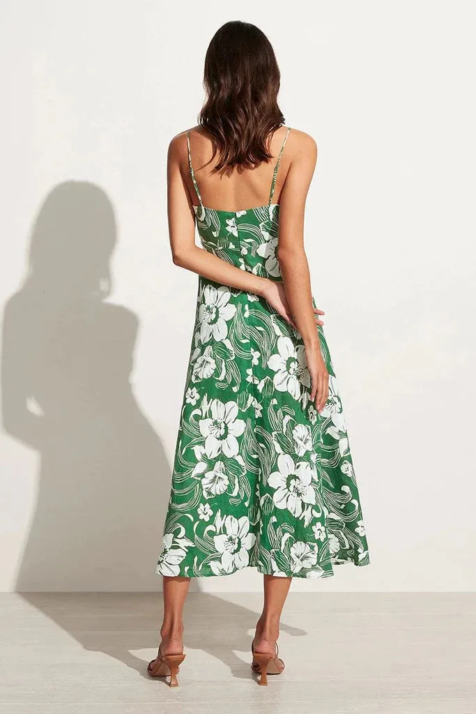 Alexandre Midi Dress - Camara Floral Print Green