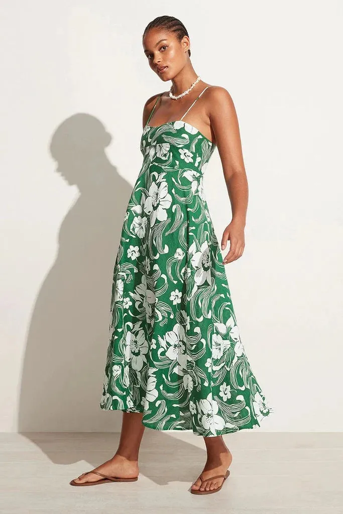 Alexandre Midi Dress - Camara Floral Print Green