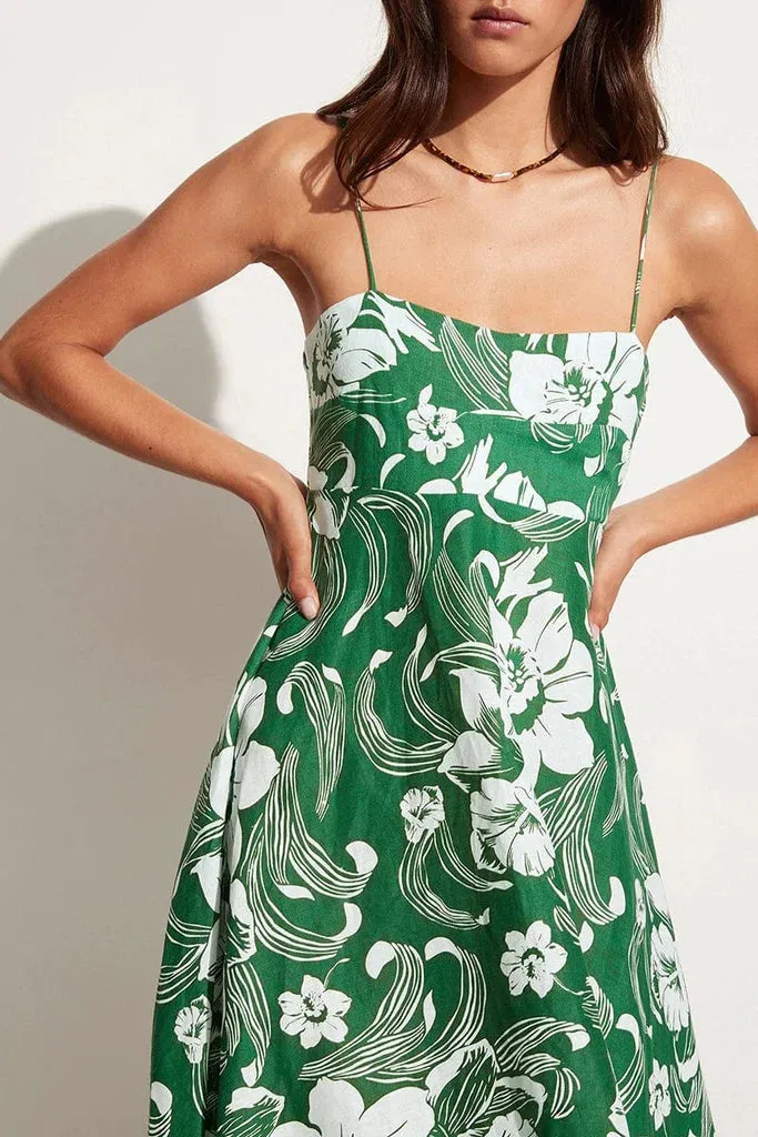 Alexandre Midi Dress - Camara Floral Print Green