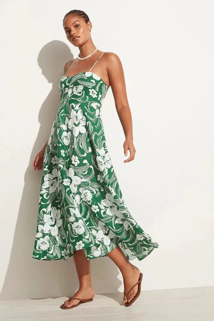 Alexandre Midi Dress - Camara Floral Print Green