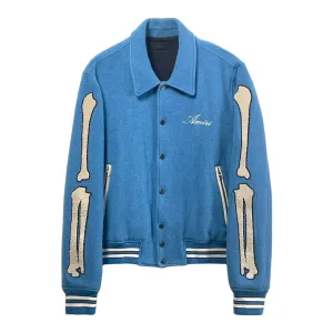 Amiri Bones Varsity Bomber Jacket Blue Pre-Owned