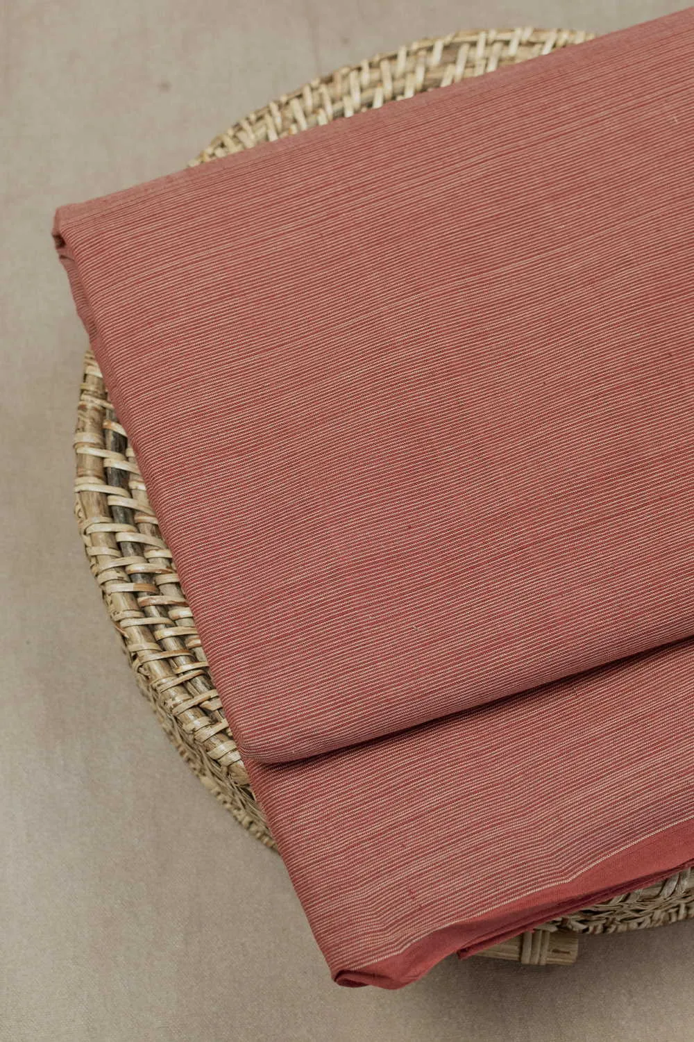 Beige & Maroon Handwoven Mangalagiri Cotton Fabric