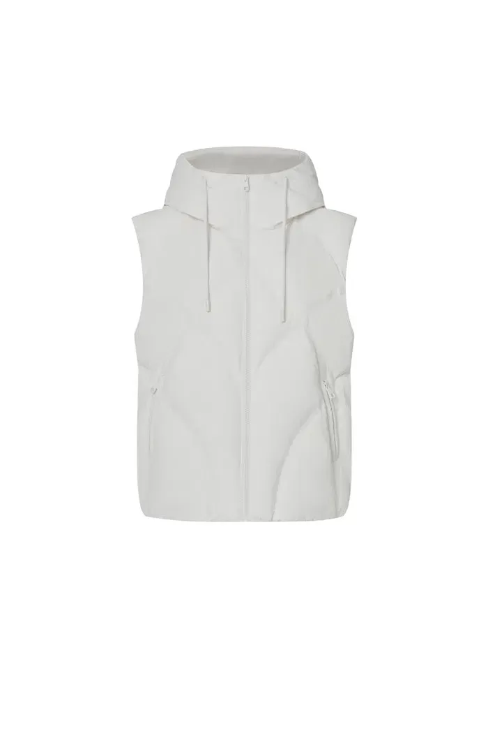 Bessy White Goose Down Hooded Vest