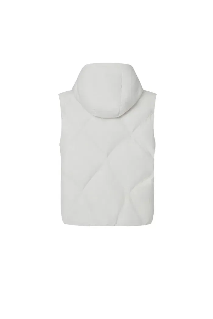 Bessy White Goose Down Hooded Vest