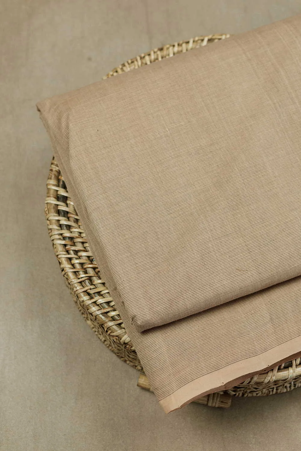 Biscotti Beige Handwoven Mangalagiri Cotton Fabric