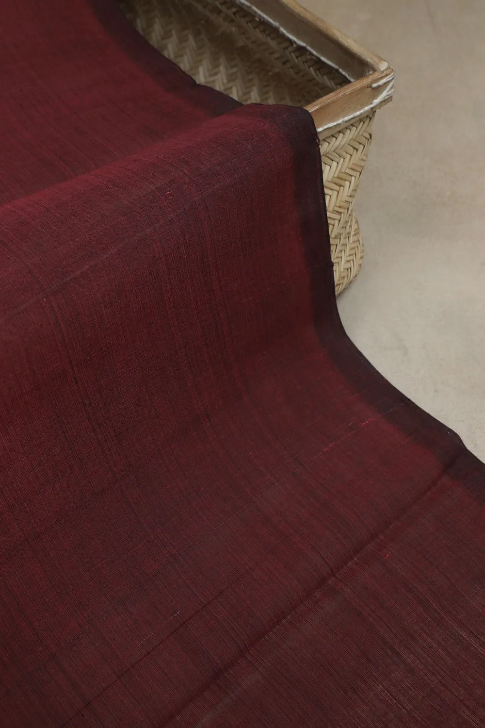 Blackish Maroon Plain Mangalagiri Cotton Fabric