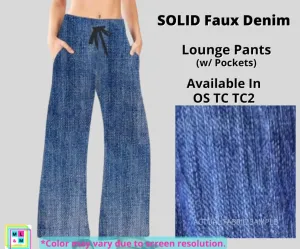 Blue Faux Denim Full Length Lounge Pants