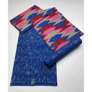 Blue kente Wax Print Fuchsia Fabric Dress Craft DIY Cotton Nananom