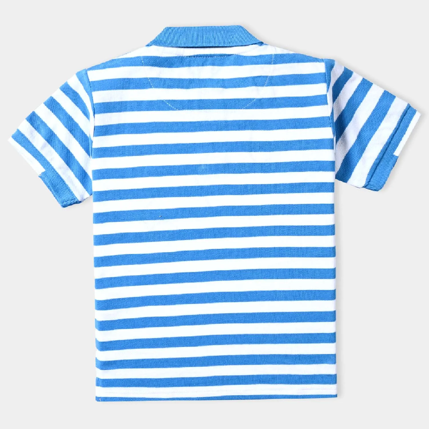 Boys Cotton PK Polo Make Waves-Blue/White