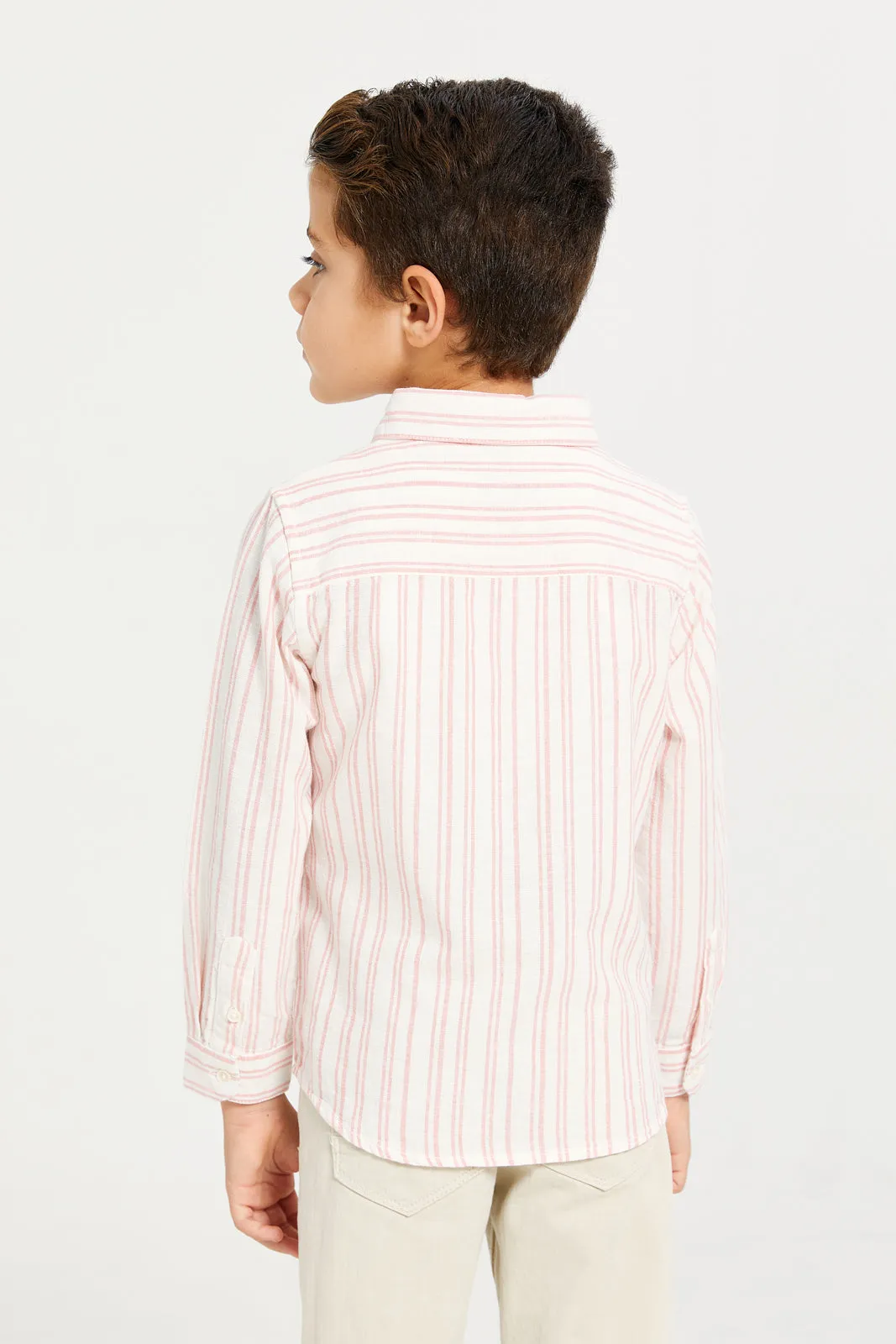 Boys Pink Striped Shirt