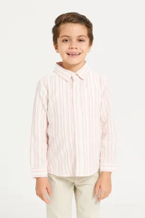 Boys Pink Striped Shirt