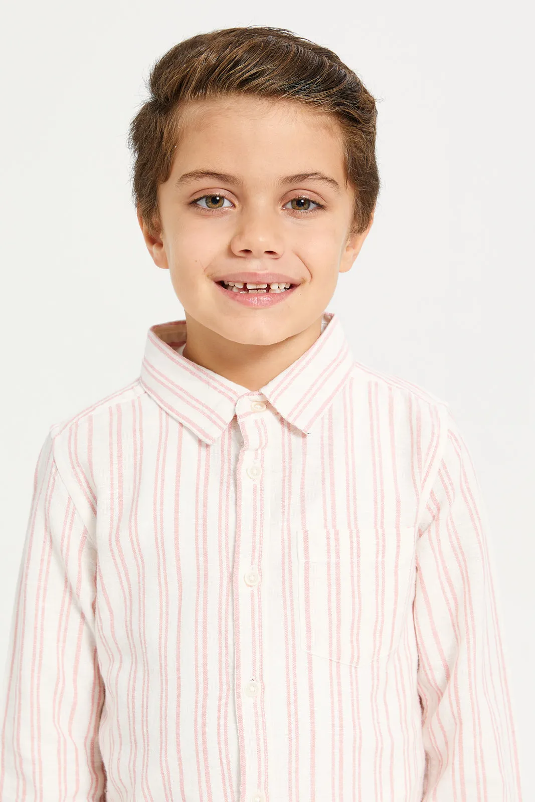 Boys Pink Striped Shirt