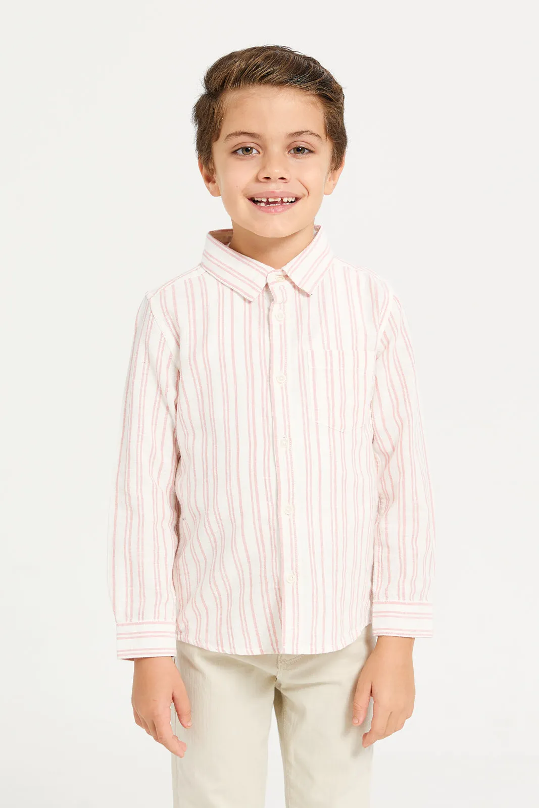 Boys Pink Striped Shirt