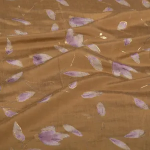 Brown Purple Floral Printed Modal Silk Cotton Fabric