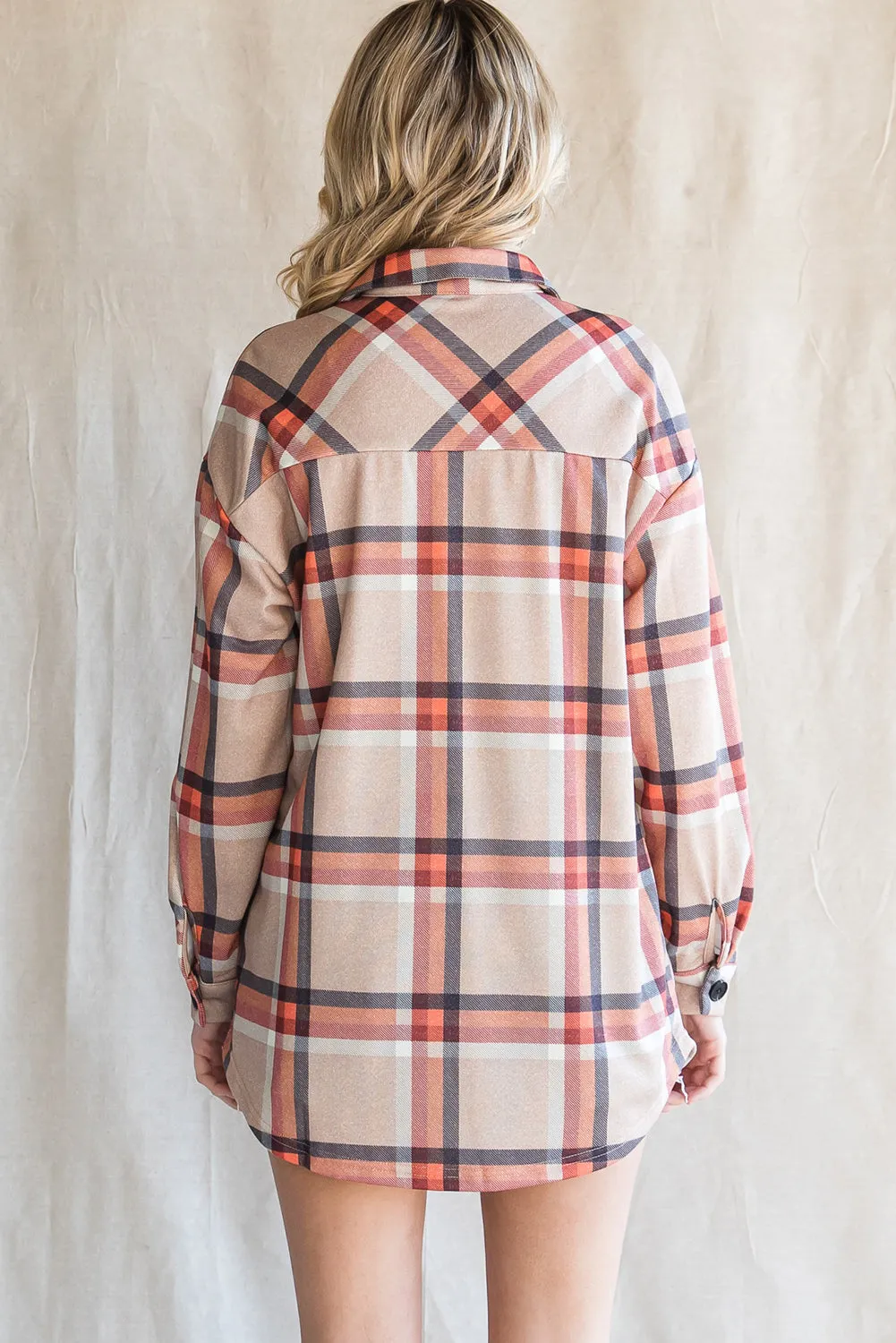 Buttoned Oversized Plaid Shacket