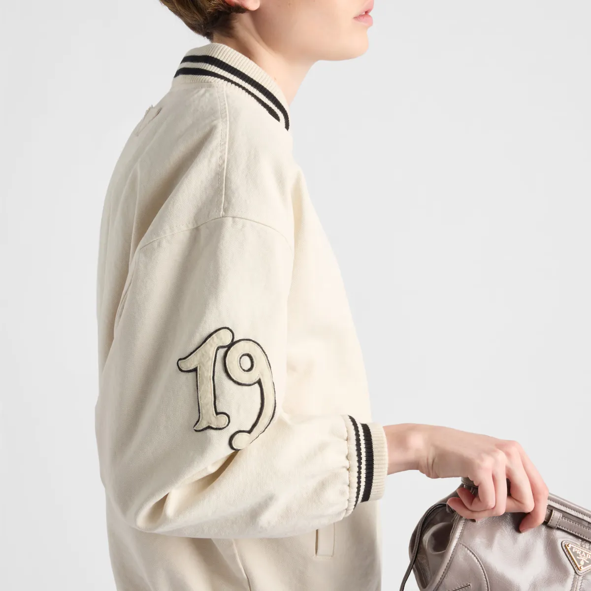 Canvas bomber jacket with patches