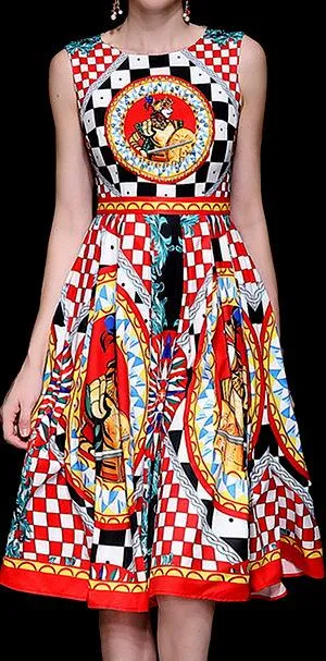 Carretto Print Fit & Flare Dress