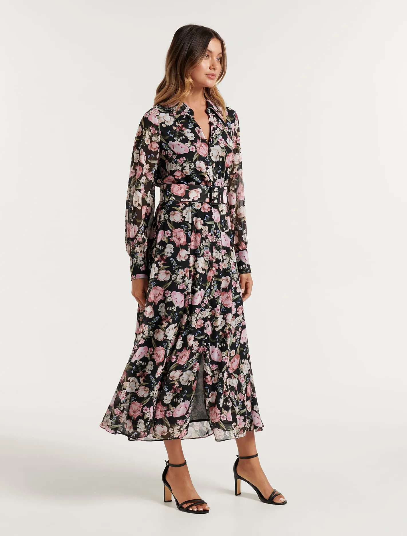 Catalina Belted Shirt Midi Dress