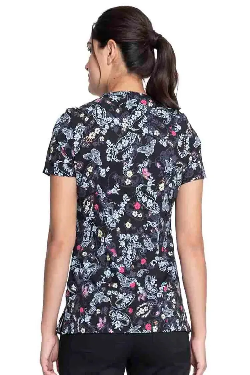 Cherokee Women's V-Neck Print Top | Flutter Blooms