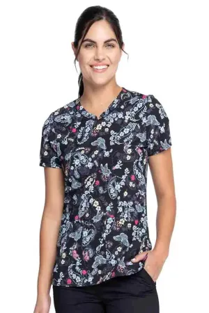 Cherokee Women's V-Neck Print Top | Flutter Blooms