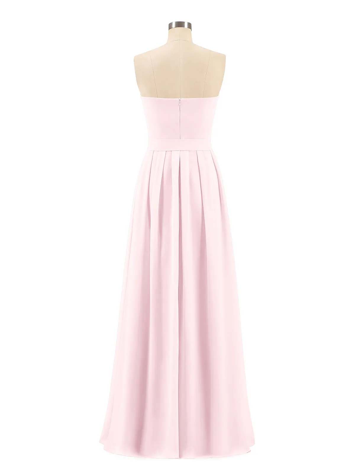 Chiffon Strapless Bridesmaid Gown with Sash-Blushing Pink