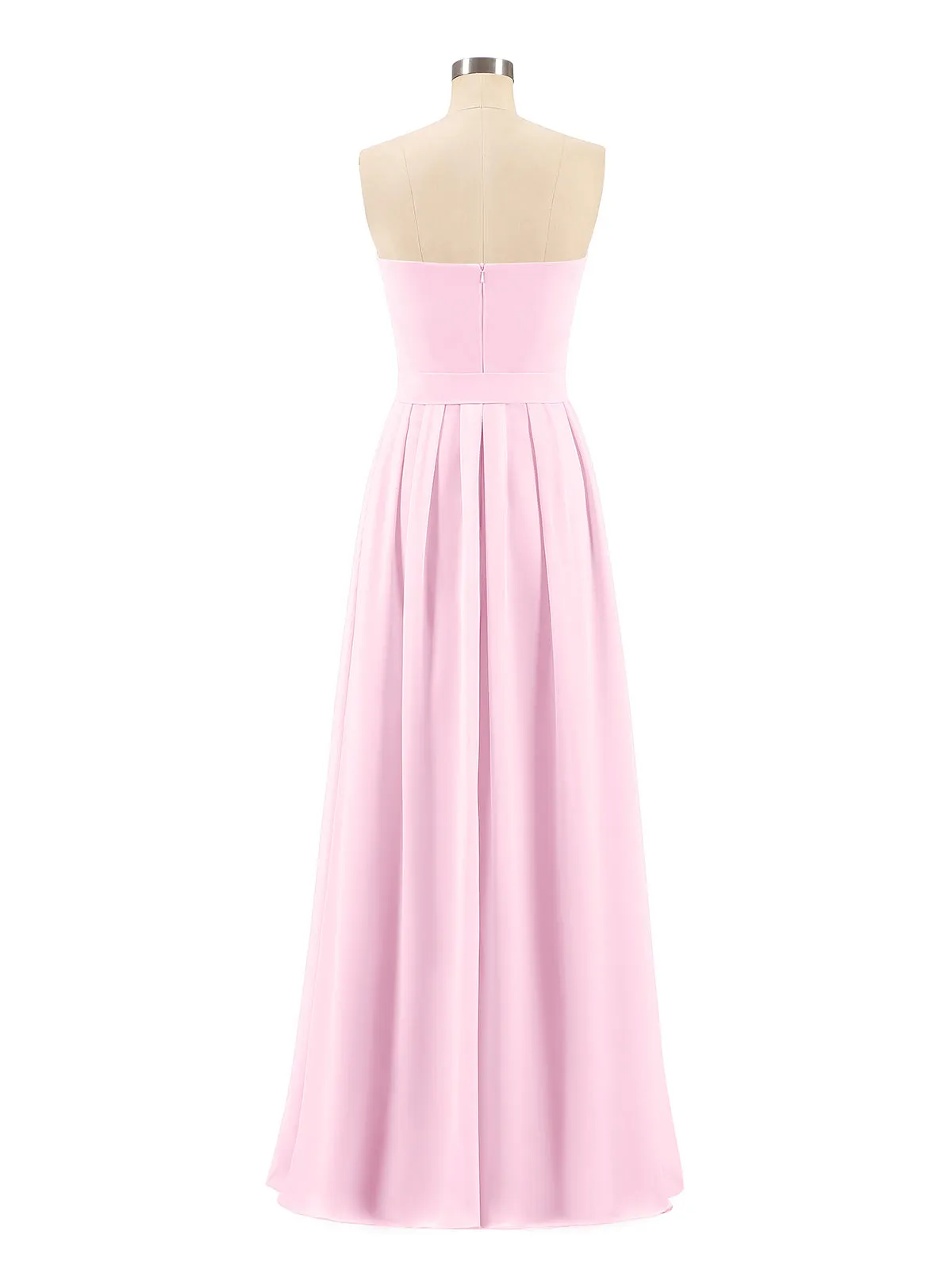 Chiffon Strapless Bridesmaid Gown with Sash-Candy Pink