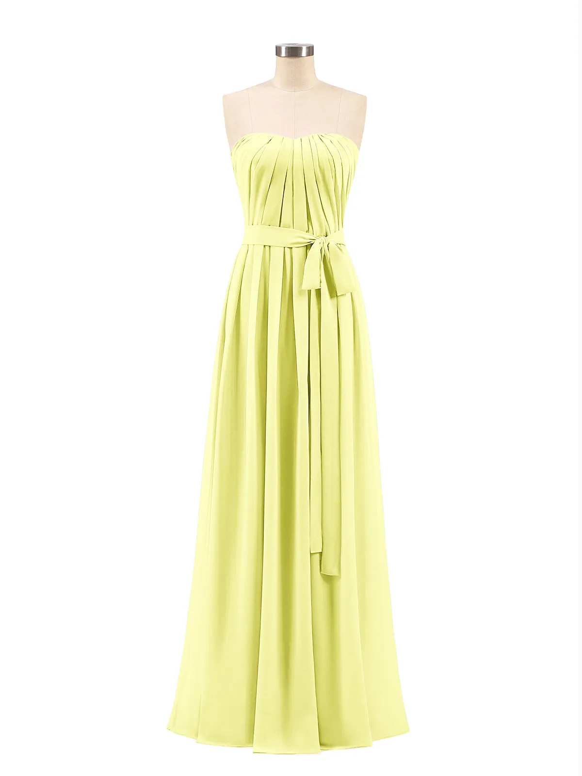 Chiffon Strapless Bridesmaid Gown with Sash-Daffodil