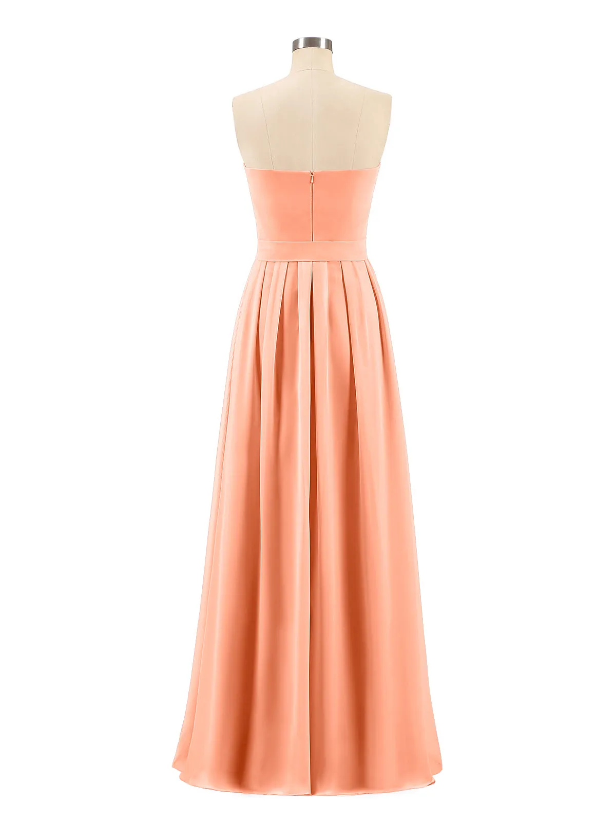 Chiffon Strapless Bridesmaid Gown with Sash-Papaya Plus Size