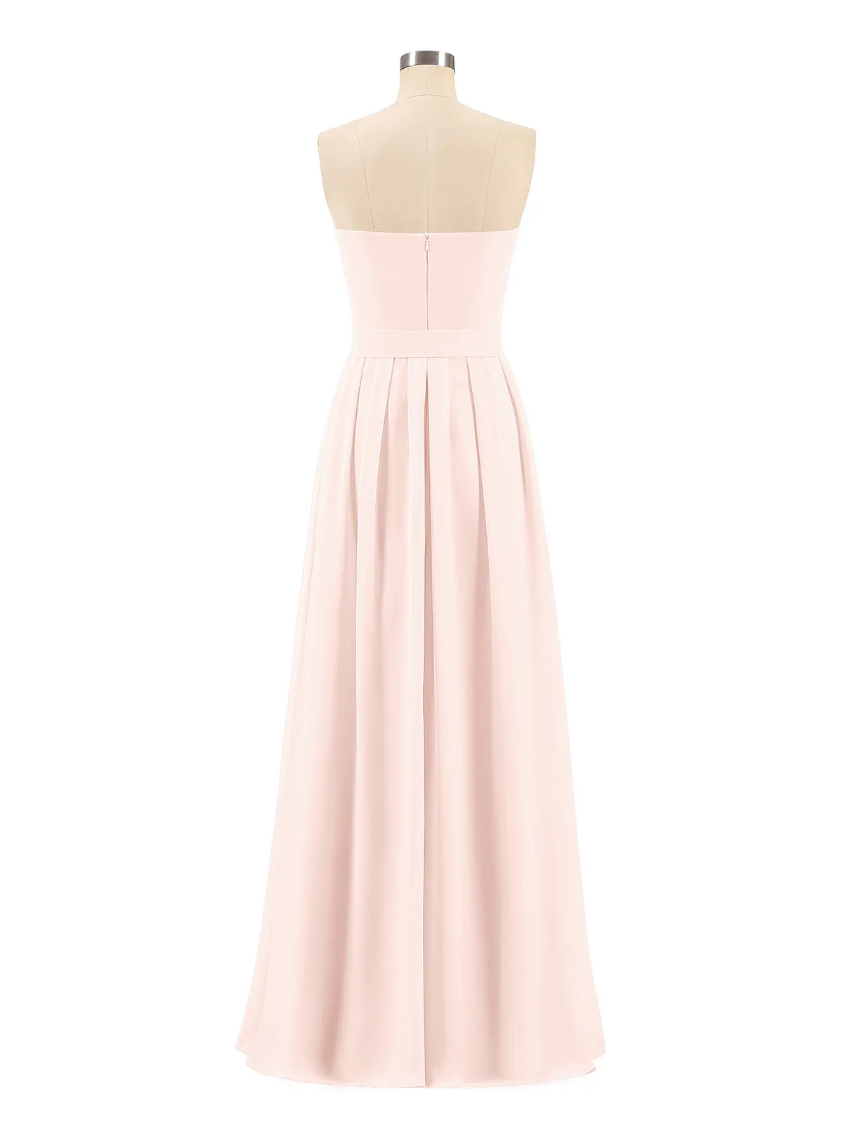 Chiffon Strapless Bridesmaid Gown with Sash-Pearl Pink