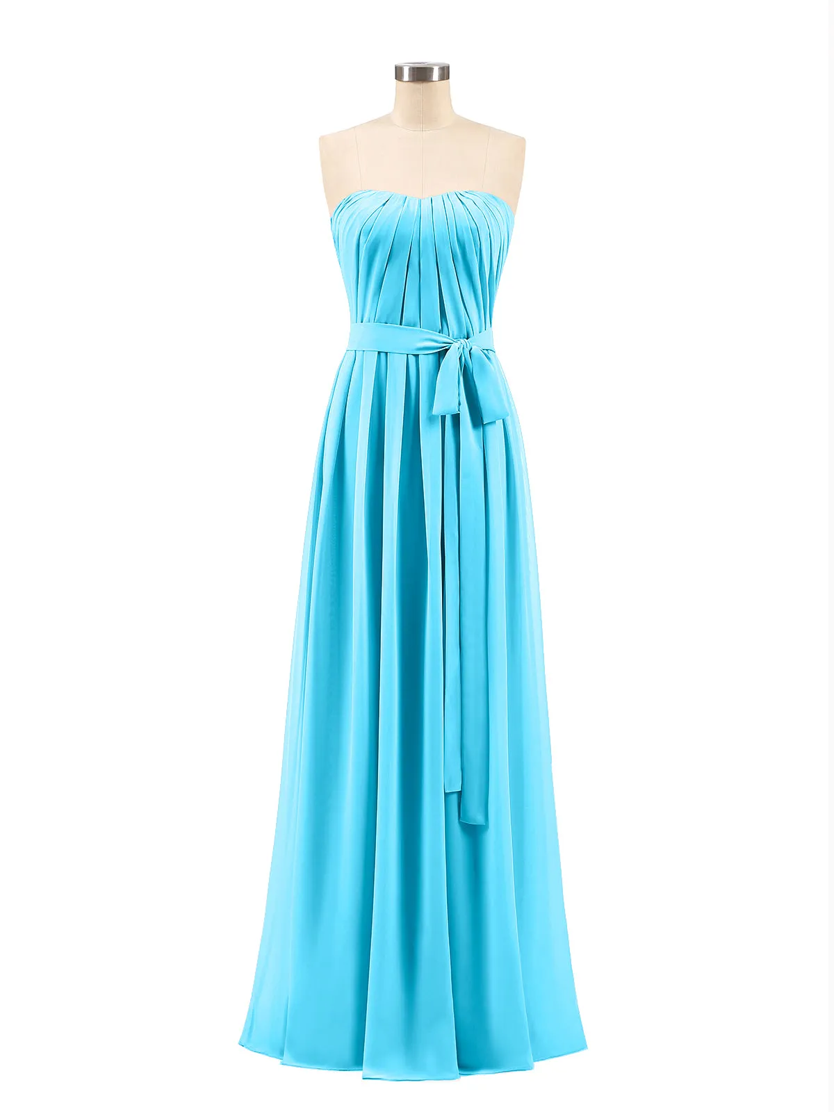 Chiffon Strapless Bridesmaid Gown with Sash-Pool Plus Size