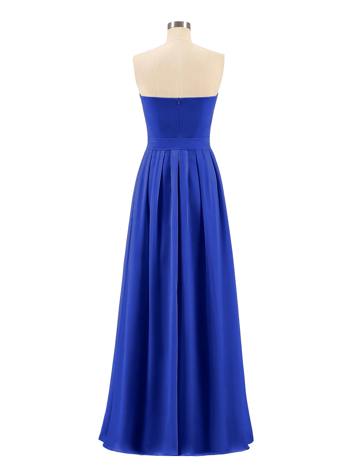 Chiffon Strapless Bridesmaid Gown with Sash-Royal Blue