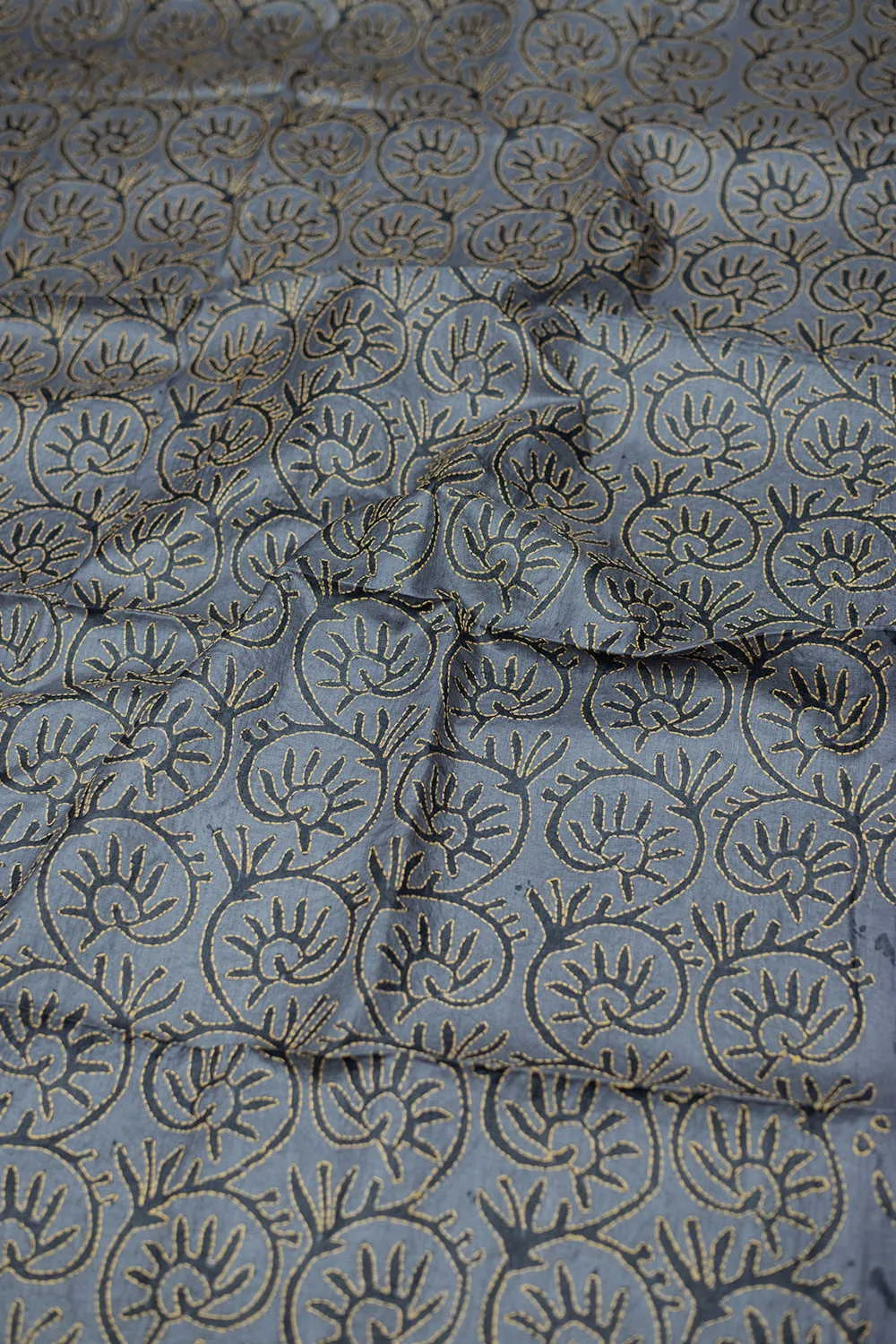 Coin Grey Kantha Silk Blouse