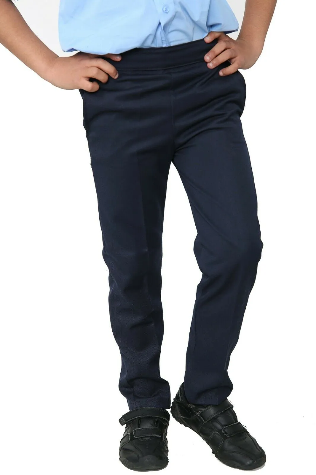 Copy of Age 2-10 Boys Pull Up Elasticated Back School Trousers Easy Wear -Navy