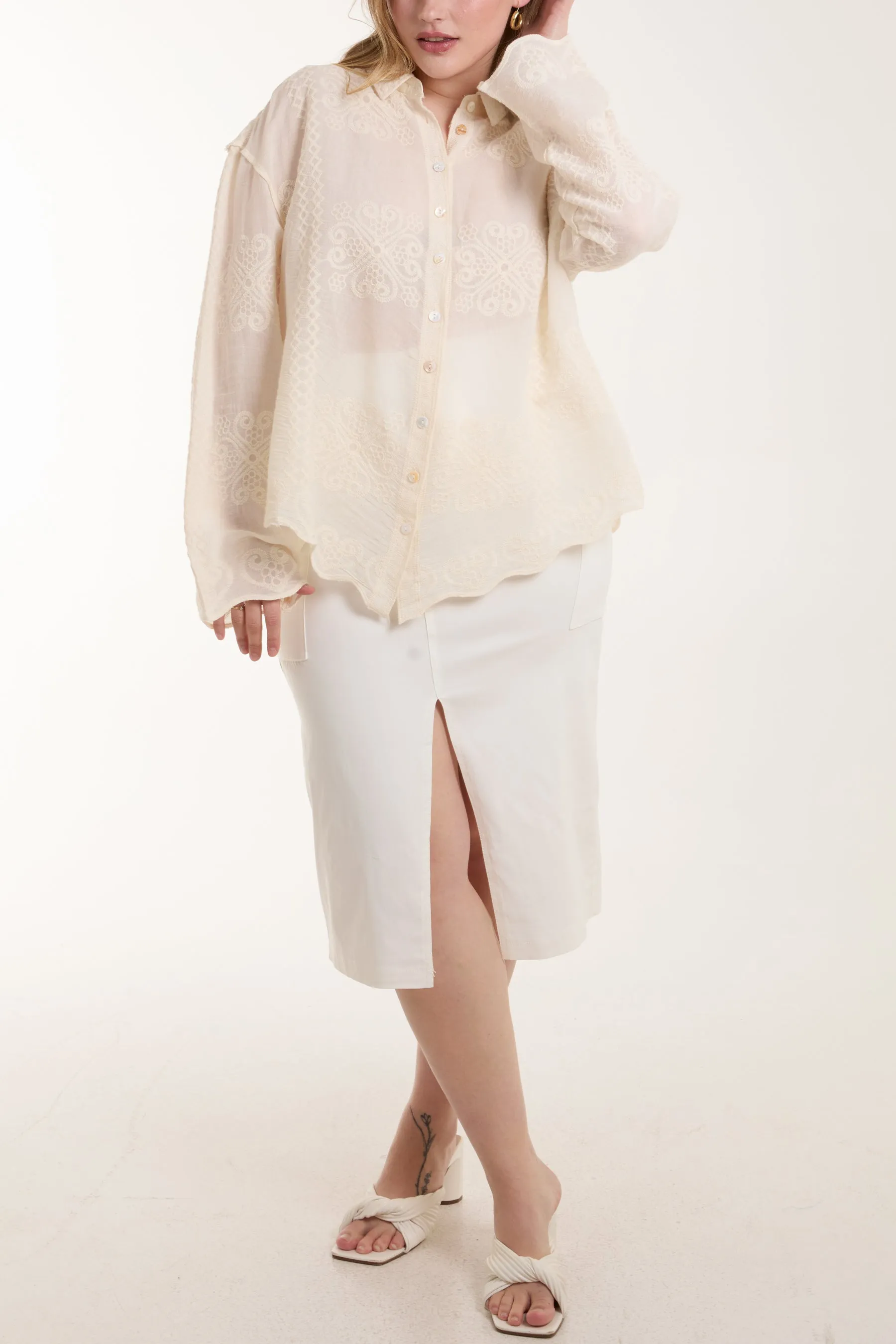 Cotton Embroidery Stone Wash Shirt