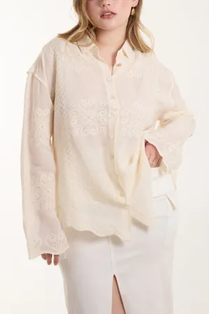 Cotton Embroidery Stone Wash Shirt