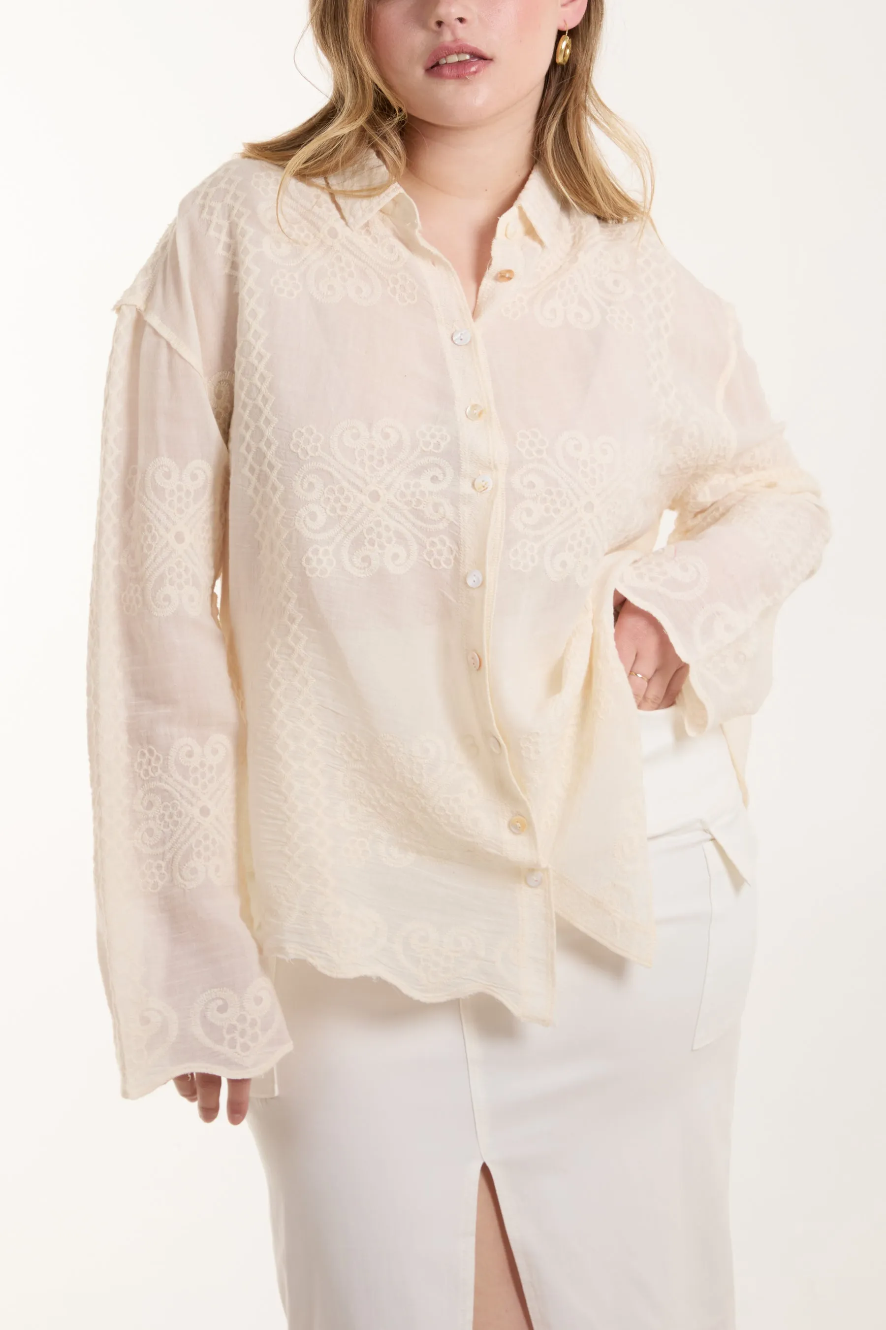 Cotton Embroidery Stone Wash Shirt